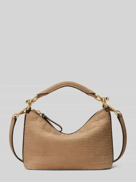Torba na ramię z naturalnej skóry bydlęcej model BLKE MINI' Lauren Ralph Lauren brązowa