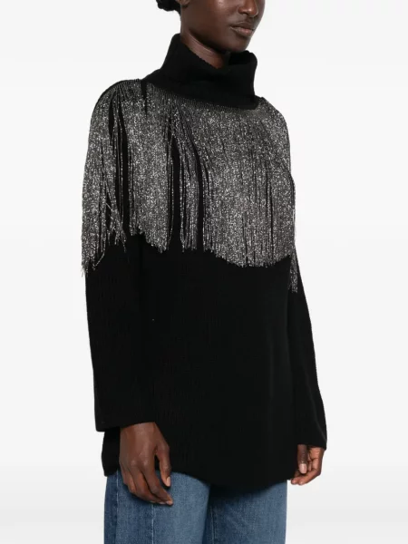 Pulover Pinko cu franjuri negru