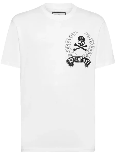Tricou grafic Philipp Plein cu imagine alb
