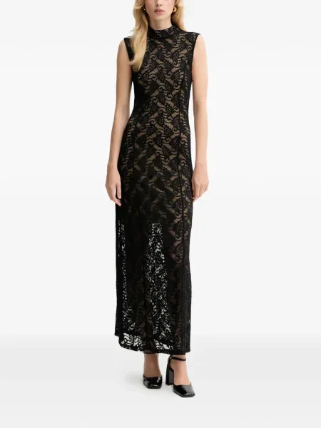 Rochie maxi Gestuz fără mâneci din dantelă de costum negru