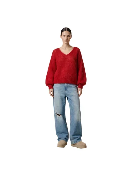 Sweter Americandreams wełniany czerwony