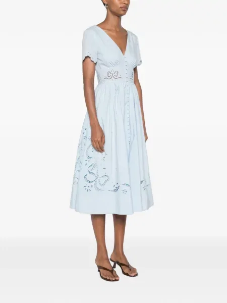 Rochie midi Self-portrait cu decolteu în V albastru
