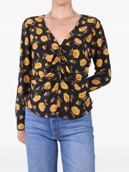 Top Veronica Beard cu model floral cu imagine negru