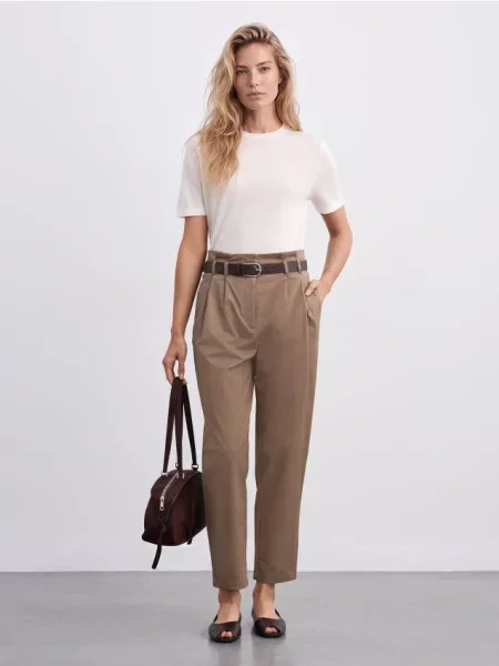 Mohito Paperbag stiliaus kelnės žalia