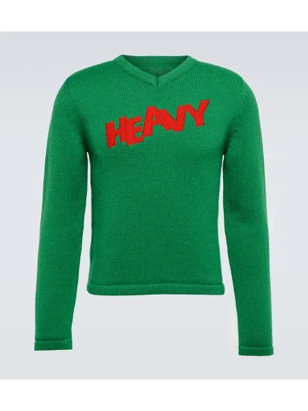 Vlněný svetr Erl s výšivkou zelený