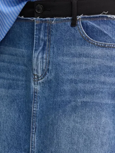 Fustă din denim Desigual până la genunchi albastru