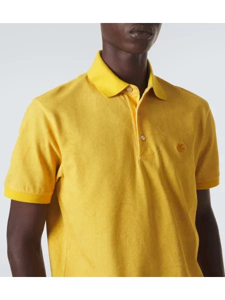 Tricou polo Etro cu model paisley galben