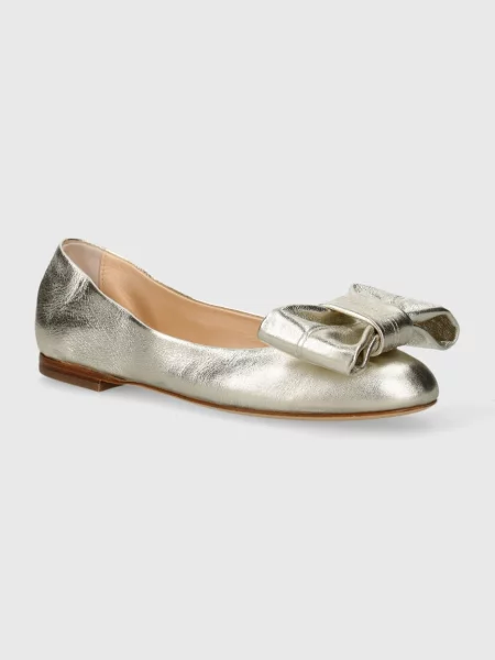 AGL balerini de piele Milly Ribbon auriu