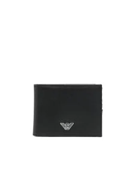 Portfel Emporio Armani skórzany z logo czarny