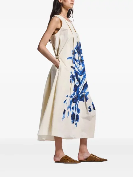Rochie High cu model floral cu imagine plisată
