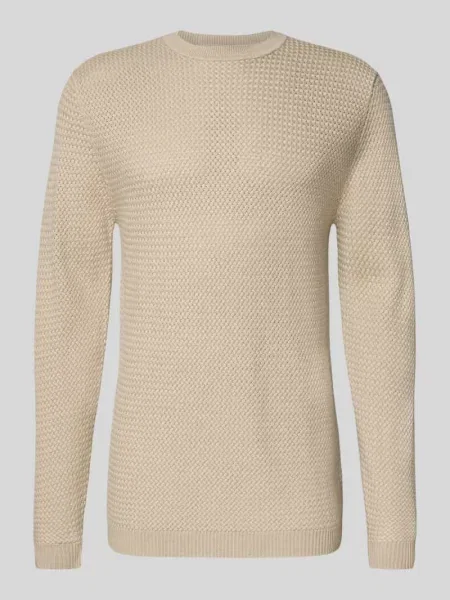 Sweter z dzianiny z mieszanki wełny z okrągłym dekoltem Cg - Club Of Gents biały