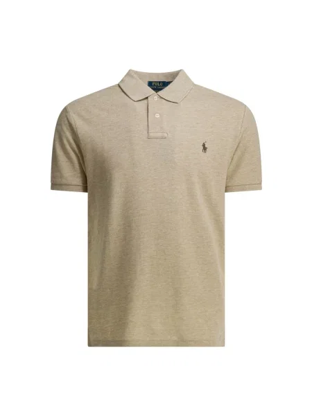 Koszulka polo z wyhaftowanym logo Polo Ralph Lauren beżowa