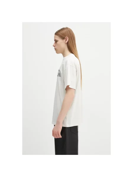 Aries t-shirt Aged Ancient Temple SS Tee beżowy z nadrukiem biała