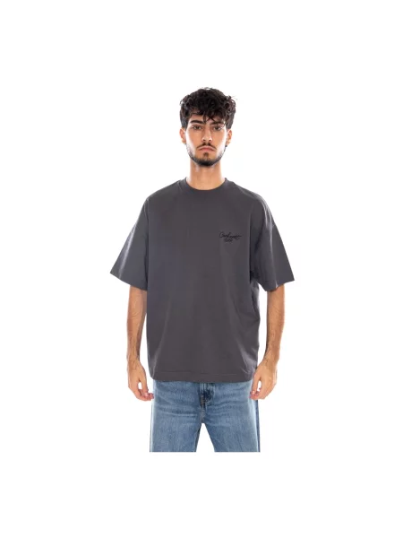T-shirt Carhartt WIP S/S Signature Script T-Shirt UNISEX Graphite/ Dark Scarab L szara