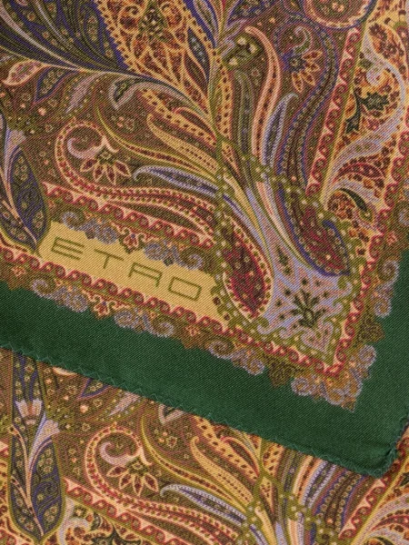 Fular Etro de mătase cu model floral verde