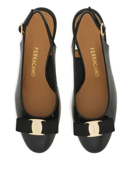Pantofi cu toc Ferragamo cu funde slingback negru