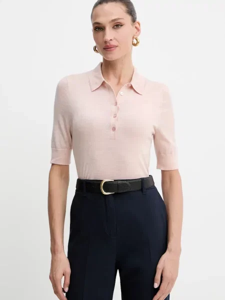 BOSS polo din lână portocaliu