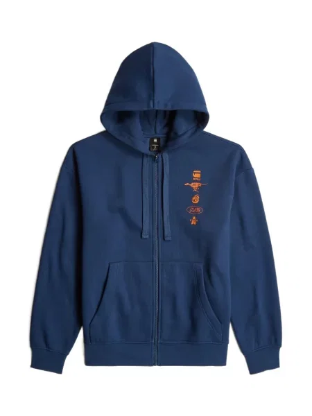 Hanorac cu glugă G-star Raw cu imagine albastru