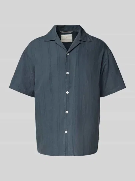 Koszula casualowa o kroju regular fit z mieszanki bawełny i dodatkiem lnu model ‘MONTANA’ Jack & Jones Premium granatowa
