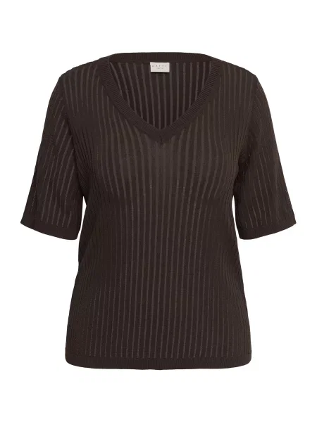 KAFFE CURVE Svetr KCabeline mokka