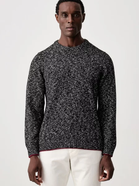 Tommy Hilfiger πουλόβερ ανδρικό με μαλλί μαύρο