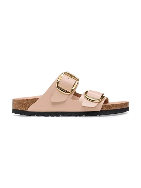 Birkenstock klapki skórzane Arizona Big Buckle beżowy