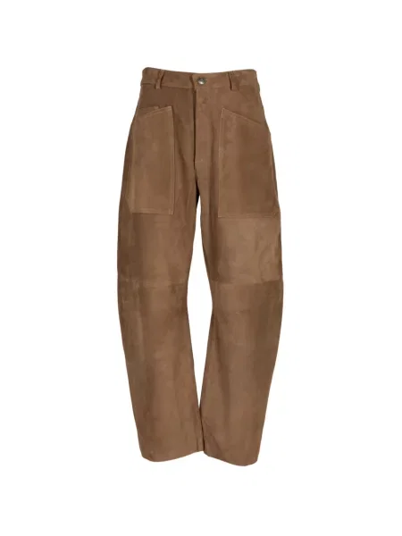 Pantaloni Giorgio Brato din piele de căprioară maro