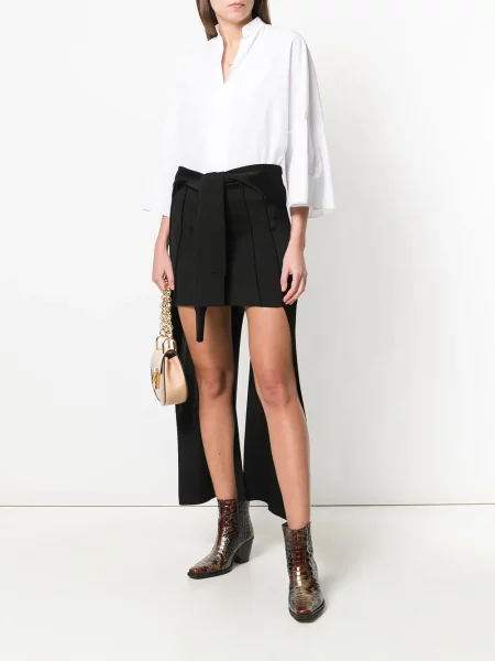 Fusta mini Chloé în linie A negru