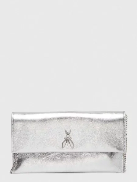 Usnjena večerna torbica Patrizia Pepe srebrna zlata