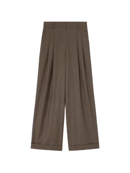 Pantaloni Ganni de lână maro