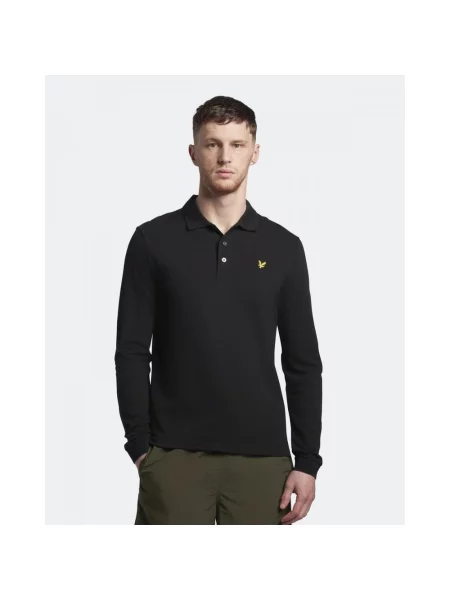 Koszulka polo z długim rękawem Lyle & Scott czarna