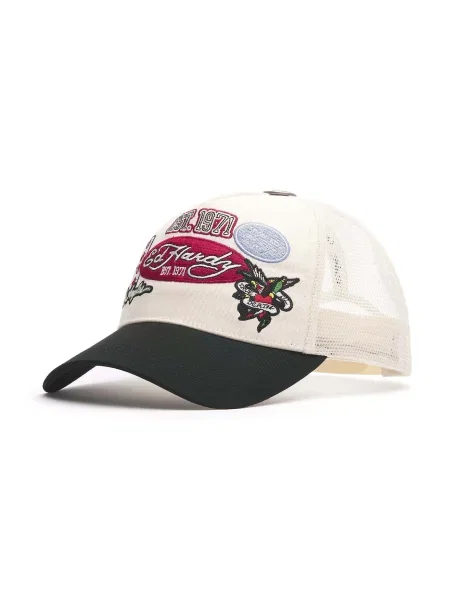 Ed Hardy Șapcă Est Varsity verde / roșu rodie / negru alb