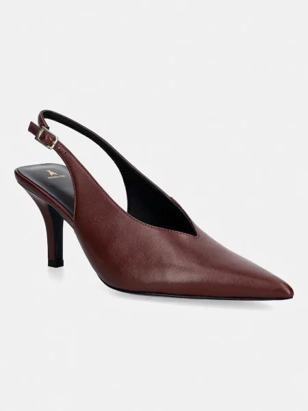 Patrizia Pepe pantofi cu stiletto din piele maro