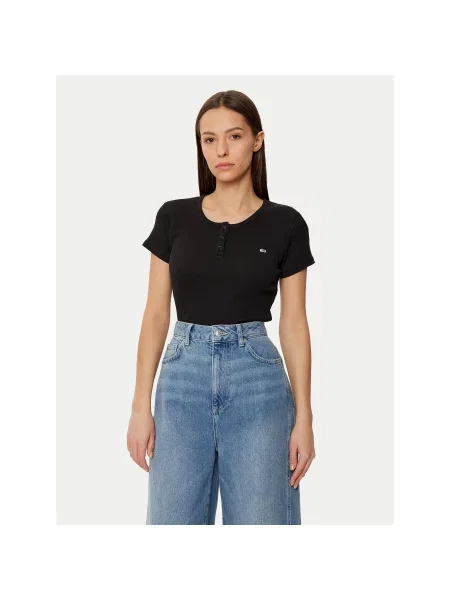 Tommy Jeans Majica Slim Fit črna