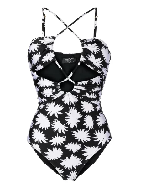 Costum de baie Patbo cu model floral cu imagine negru