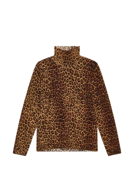 Tricou Maliparmi tricotate cu imagine cu model leopard maro