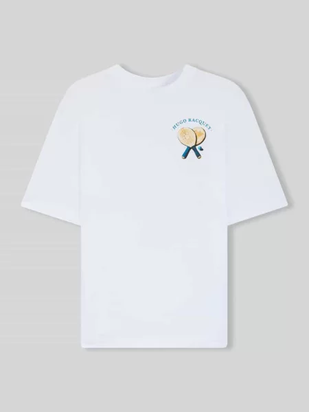 T-shirt o kroju regular fit z nadrukiem na plecach model NULAXO' Hugo Blue biała