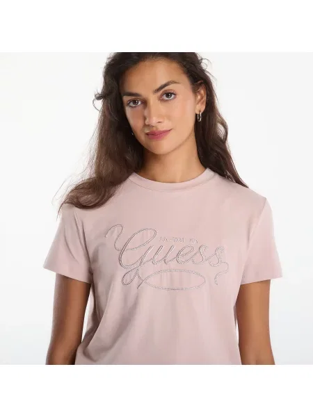 Тениска GUESS Syrma Cn Ss T-Shirt Soft Mauve M