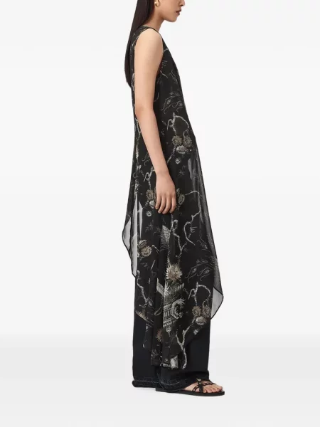 Bluză Allsaints cu imagine asimetrică negru