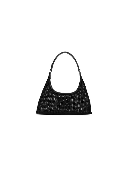 Calvin Klein Kabelka Emblem Mesh Shoulder Bag čierna