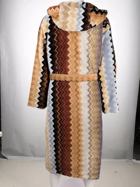 Szlafrok Missoni Home z kapturem brązowy