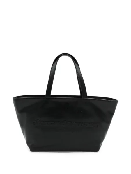 Kožna shopper torbica Alexander Wang s autogramom crna