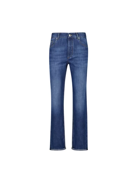 Jeansy straight leg Brunello Cucinelli niebieskie