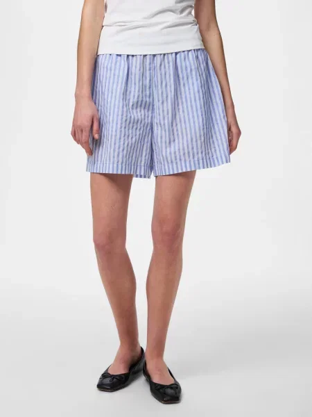 PIECES Pantaloni PCJolly albastru alb