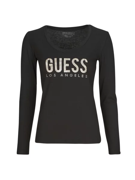 Tričko Guess s dlouhými rukávy černé