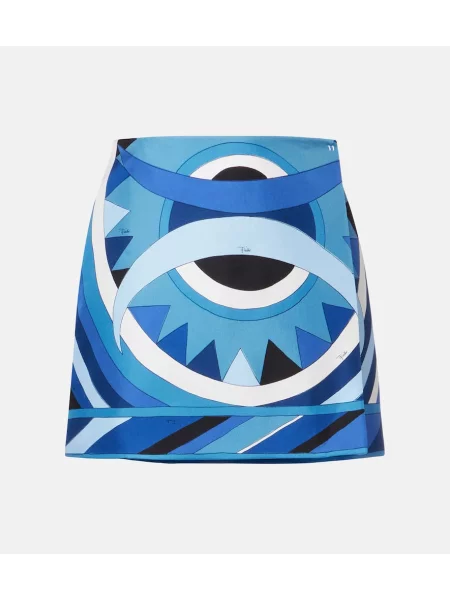 Fustă Pucci de mătase cu imagine albastru