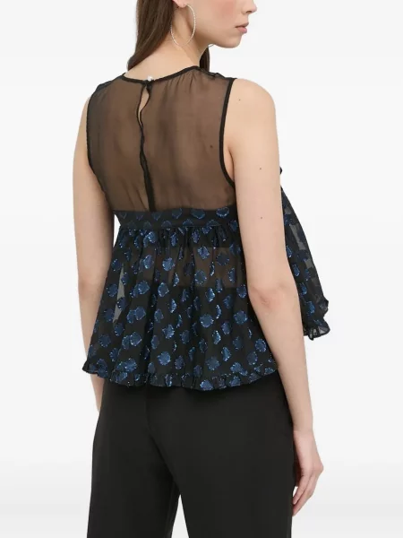 Bluză Custommade cu funde fără mâneci negru