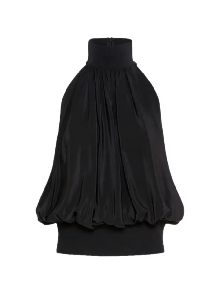 Top Sportmax de mătase cu gât halter negru