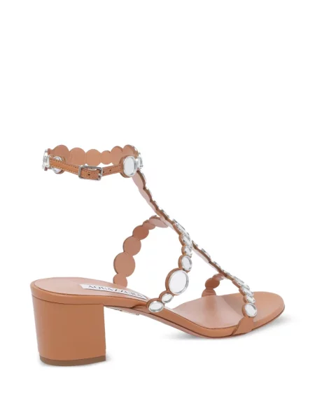 Sandale Aquazzura din piele cu tepi maro