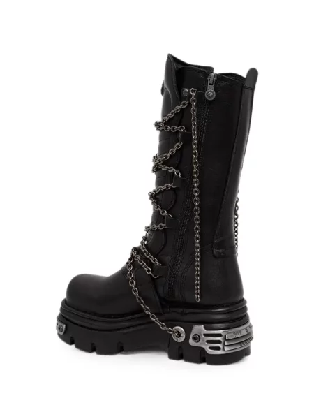 Botine New Rock cu cataramă negru